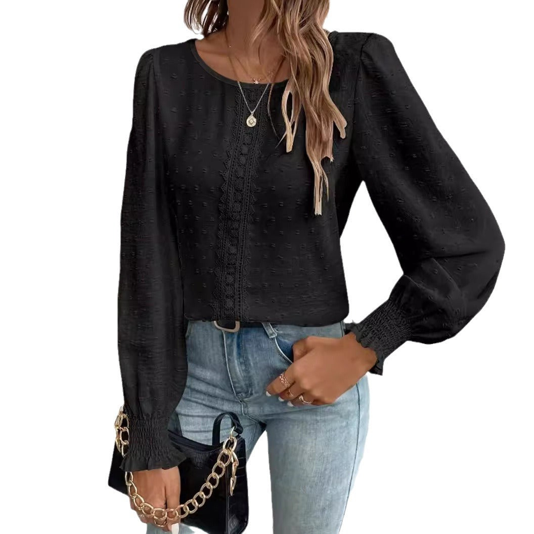 Damen luftige Bluse mit feinem Stickmuster Stalluxe