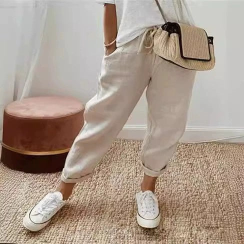 Damen Bequeme und lässige Chino-Hose mit elastischem Bund Stalluxe