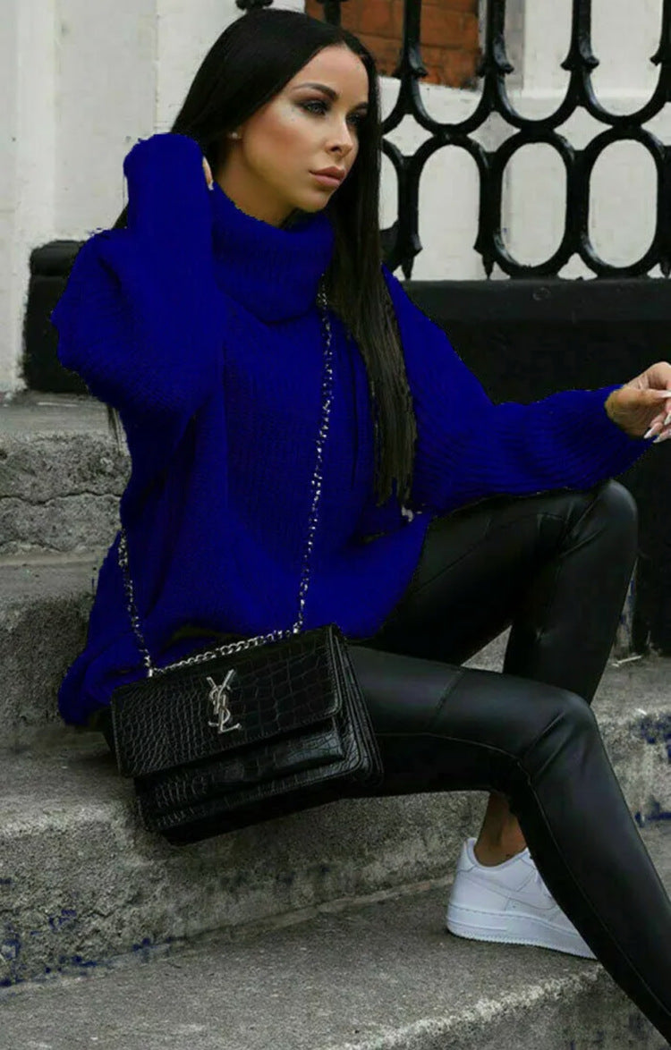 Damen Oversized-Strickpullover mit hohem Kragen und lässigem Schnitt Stalluxe