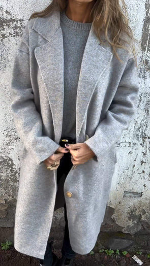 Damen Wollmantel mit modernem Schnitt und großen Knopfdetails Stalluxe
