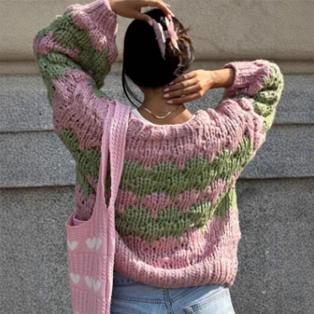 Damen grob gestrickter Cardigan mit Zickzackmuster Stalluxe