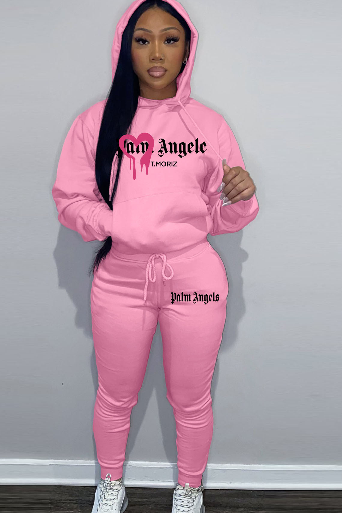 Damen lässiges Hoodie und Jogginghose Set mit kreativem Grafikdesign Stalluxe