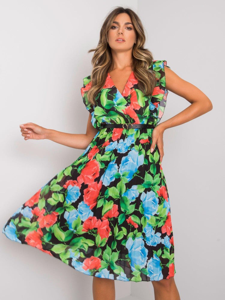 Damen Floral maxikleid mit Rüschendetails und Taillengürtel Stalluxe