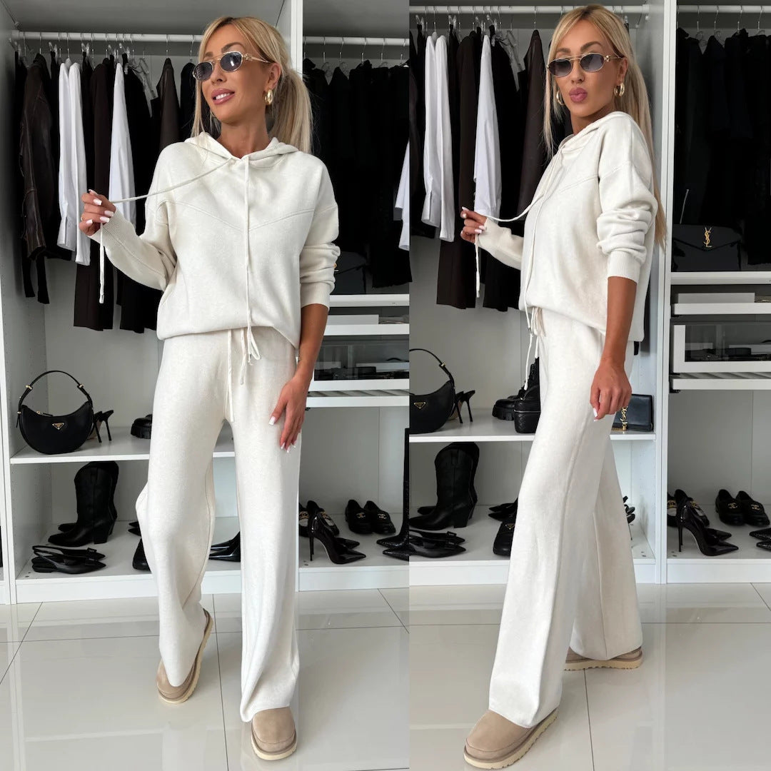 Damen lässiger Kapuzenpullover und weite Hose Set Stalluxe