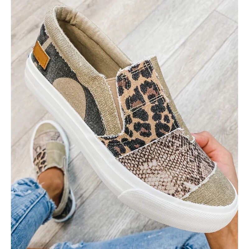 Damen Slip-On Sneakers mit trendiger Tierfell-Optik und flexibler Sohle Stalluxe