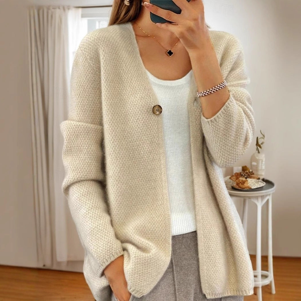 Damen Strickjacke mit feinem Texturmuster und Knopfdetail Stalluxe