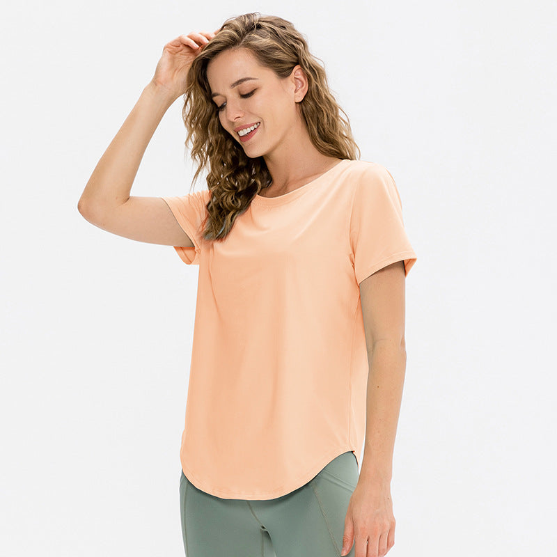 Damen Atmungsaktives Fitness-T-Shirt mit Rundhalsausschnitt und sportlichem Schnitt Stalluxe