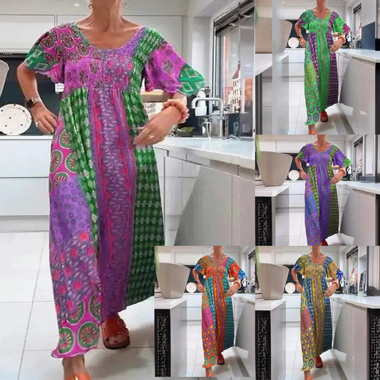Damen Maxikleid mit buntem Mustermix und luftiger Passform Stalluxe