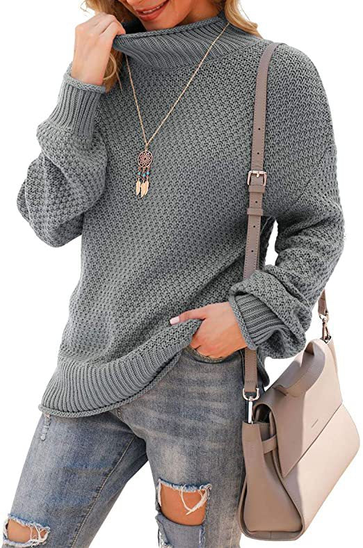 Damen Pullover mit hohem Kragen und strukturiertem Strickmuster Stalluxe