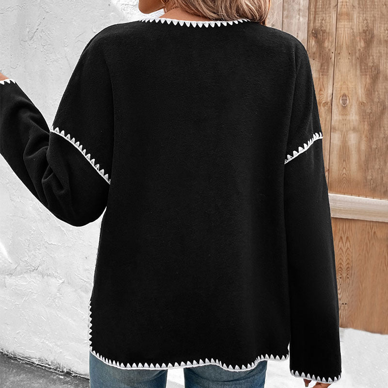 Damen modische Strickjacke mit Kontrastnähten Stalluxe