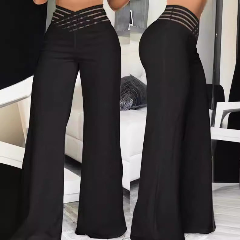 Damen Elegante Palazzo-Hose mit trendigem Netzbund Stalluxe