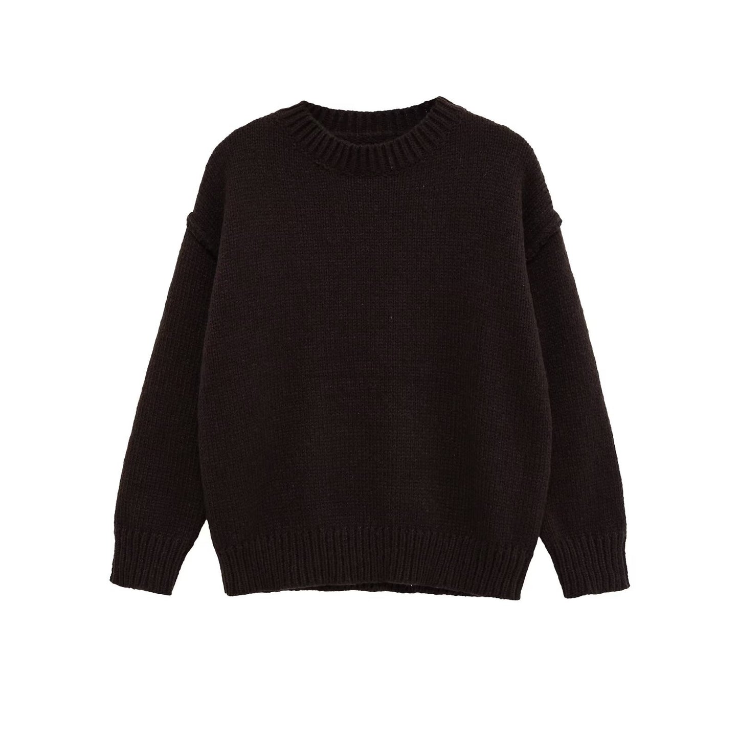 Damen lässiger Strickpullover mit Rundhalsausschnitt und überschnittenen Schultern Stalluxe