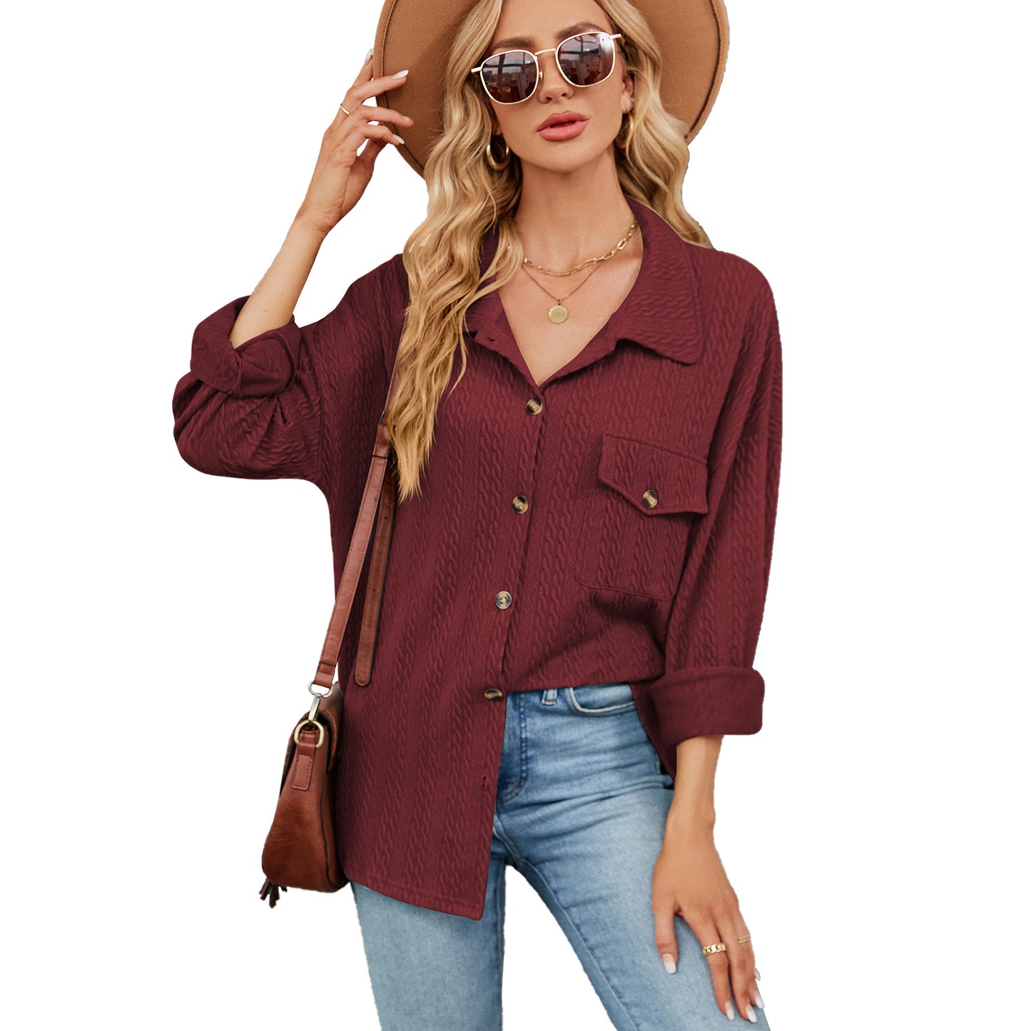 Damen lässige Overshirt mit strukturiertem Design Stalluxe