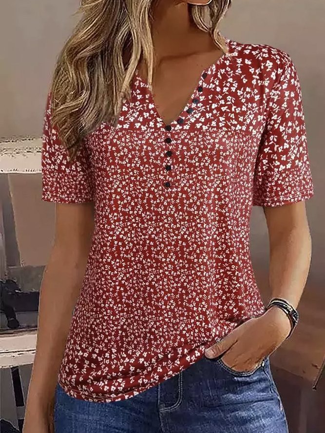 Damen Kurzarmbluse mit floralem Muster Stalluxe