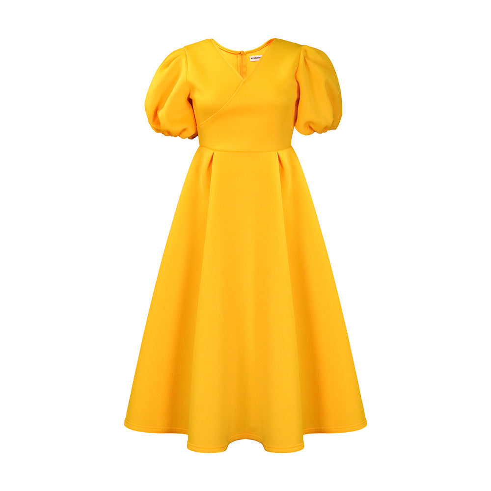 Damen Maxikleid mit voluminösen Puffärmeln und eleganter A-Linien-Silhouette Stalluxe
