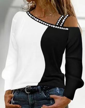 Damen asymmetrisches Oberteil mit Glitzerakzenten Stalluxe