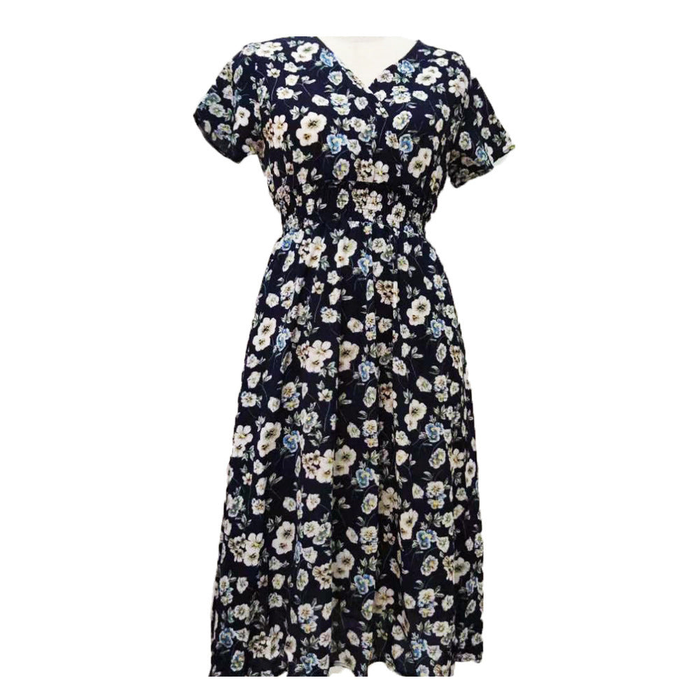 Damen Maxikleid mit floralen Mustern und elastischem Taillenbund Stalluxe