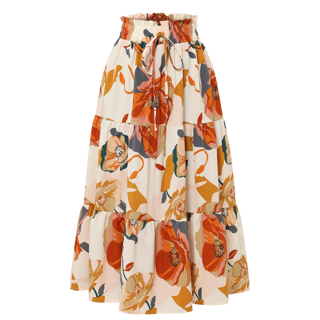 Damen Maxirock mit voluminösen Rüschen und floralem Print Stalluxe
