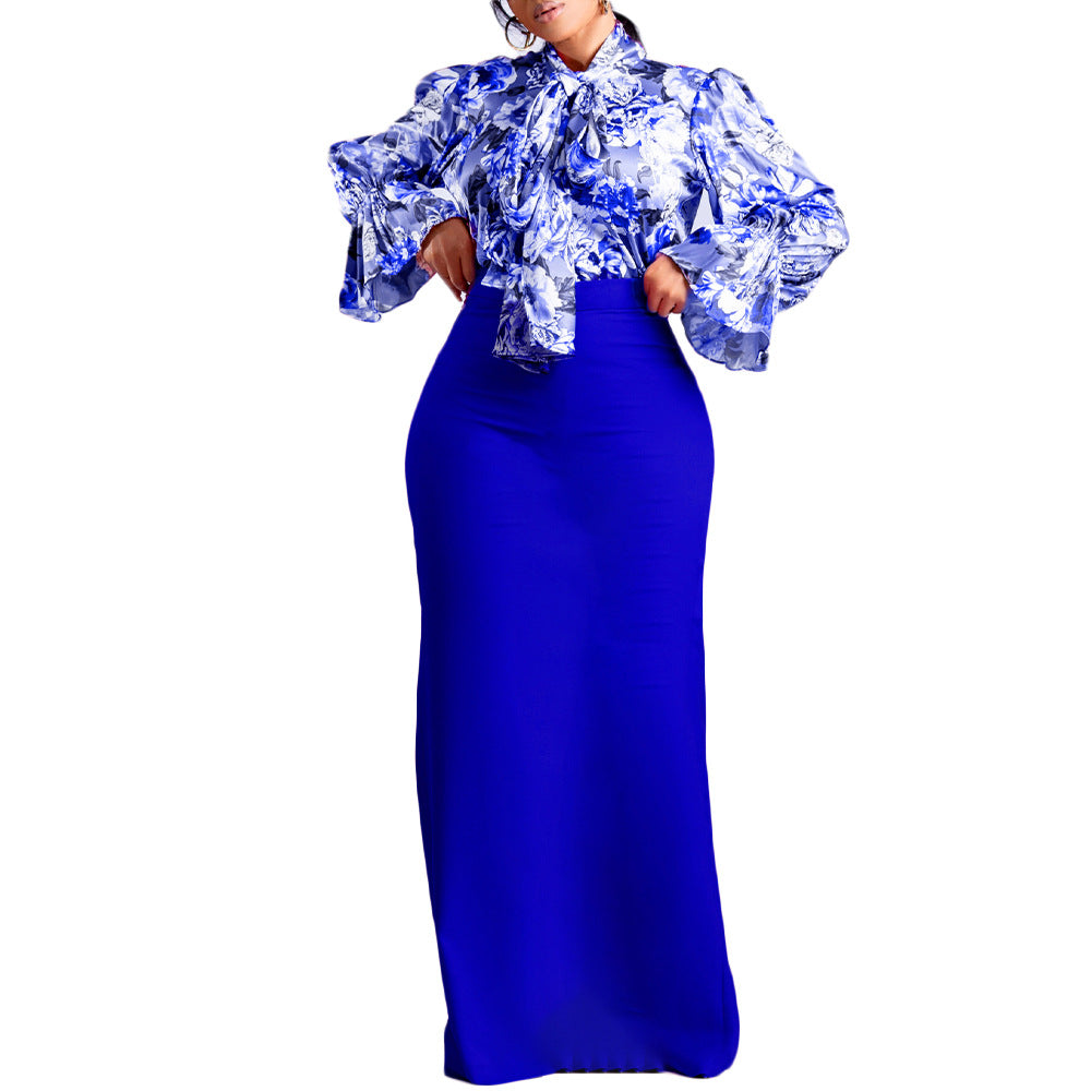 Damen Elegantes Etuikleid mit floralen Ärmel und Rüschen-Details Stalluxe