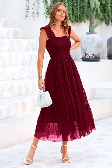 Damen Maxikleid mit voluminösem Tüllrock und Spitzen-Ärmeln Stalluxe