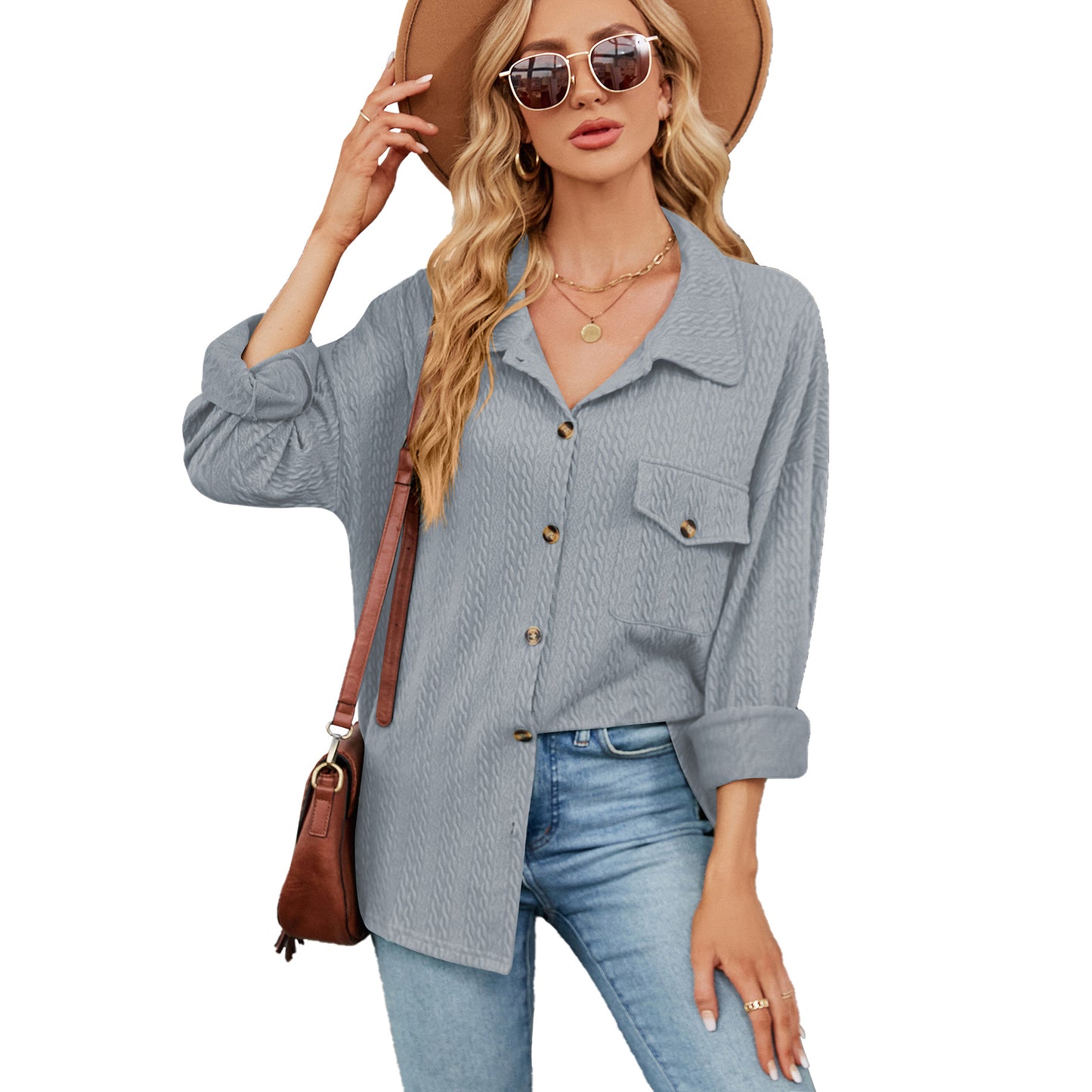 Damen lässige Overshirt mit strukturiertem Design Stalluxe
