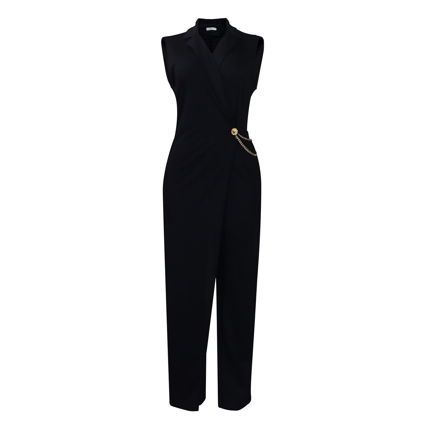 Damen Stylischer Jumpsuit mit eleganter Drapierung und seitlichem Glitzerakzent Stalluxe