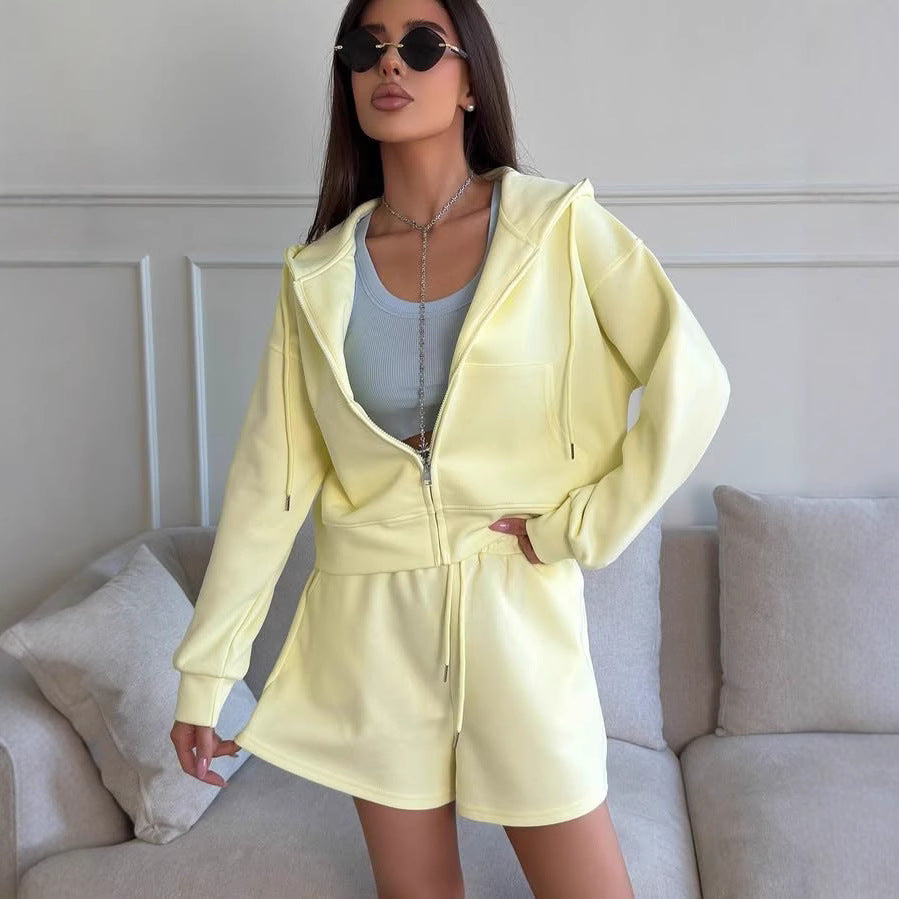 Damen lässiger Hoodie und Shorts Set mit weitem Schnitt und atmungsaktivem Material Stalluxe