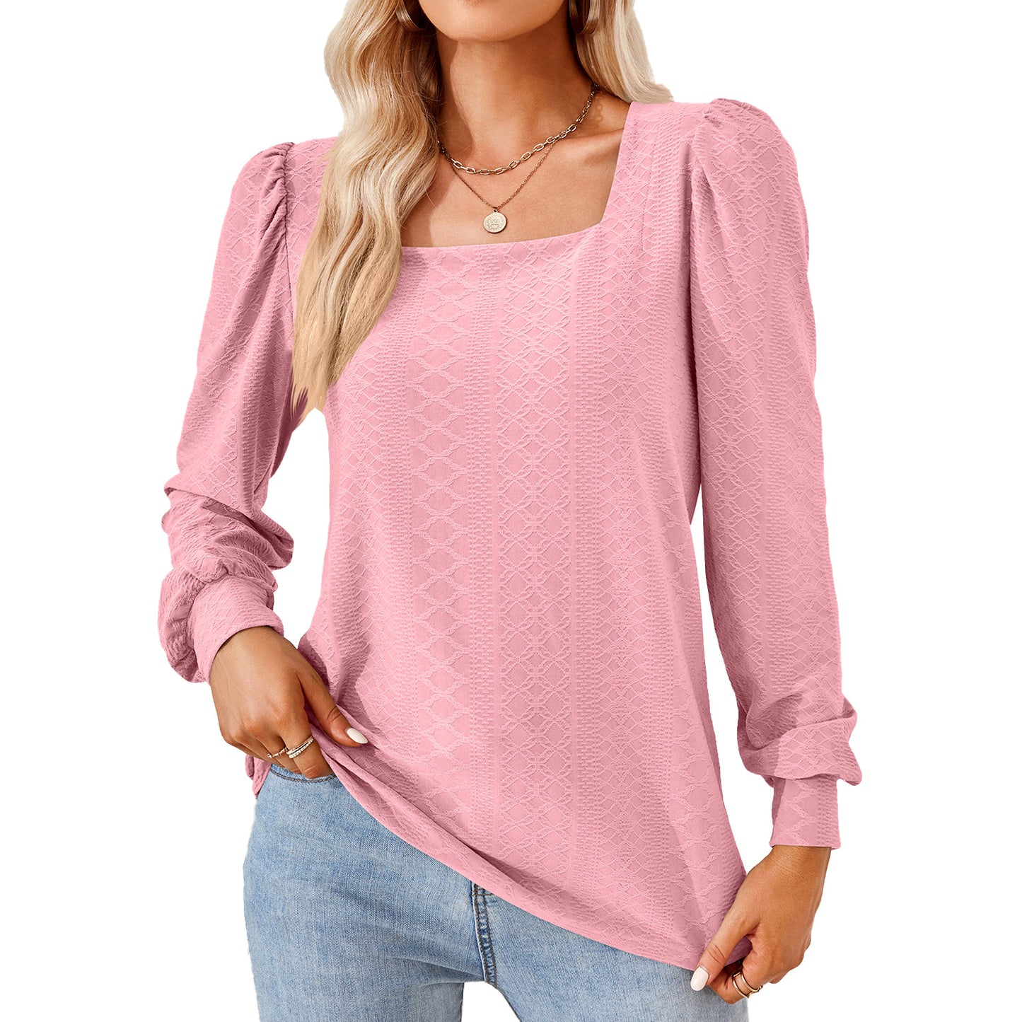 Damen Leichtes Blusenshirt mit eleganten Puffärmeln und strukturiertem Design Stalluxe