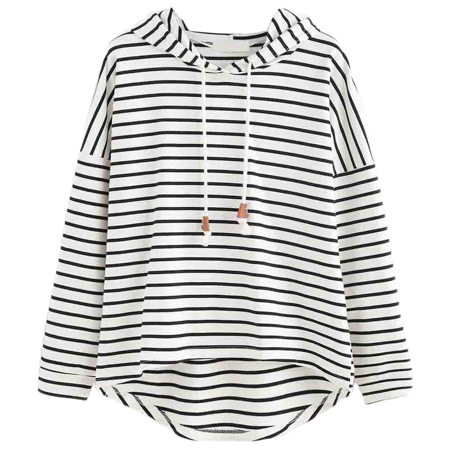 Damen gestreifter Hoodie mit lässigem Schnitt und Kordelzug Stalluxe
