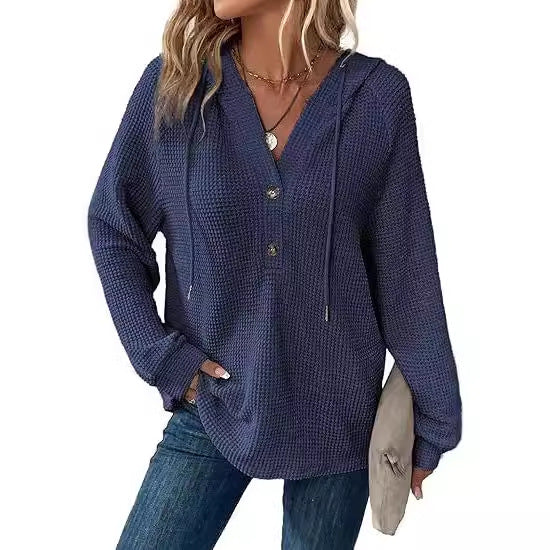 Damen lässiger Hoodie mit Knopfdetails und weit geschnittenen Ärmeln Stalluxe