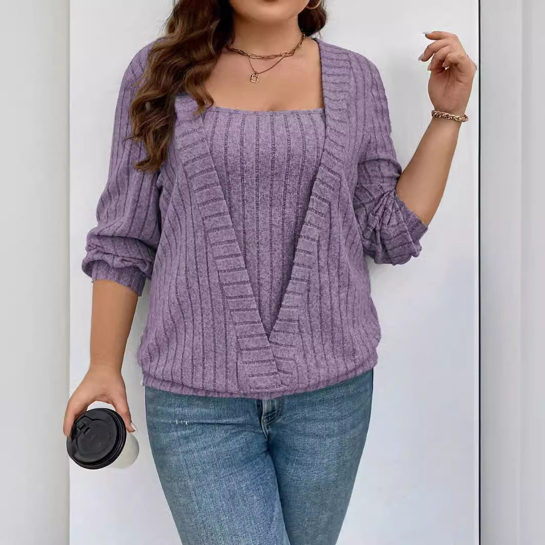 Damen lässiger Strickpullover mit tiefem V-Ausschnitt und Rippstruktur Stalluxe