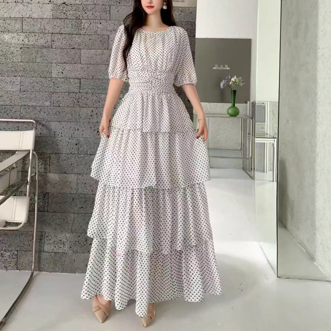 Damen Maxikleid mit Rüschendetails Stalluxe