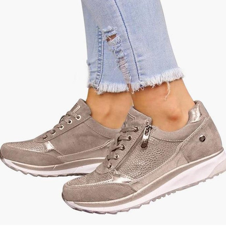 Damen sportliche Sneakers mit atmungsaktivem Obermaterial und zusätzlichem Reißverschluss Stalluxe