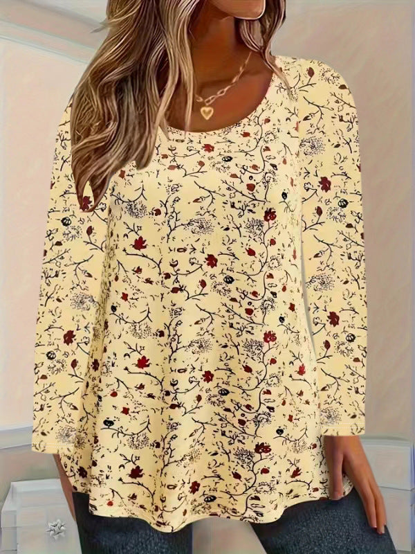 Damen Langarmshirt mit floralem Muster und A-Linien Schnitt Stalluxe