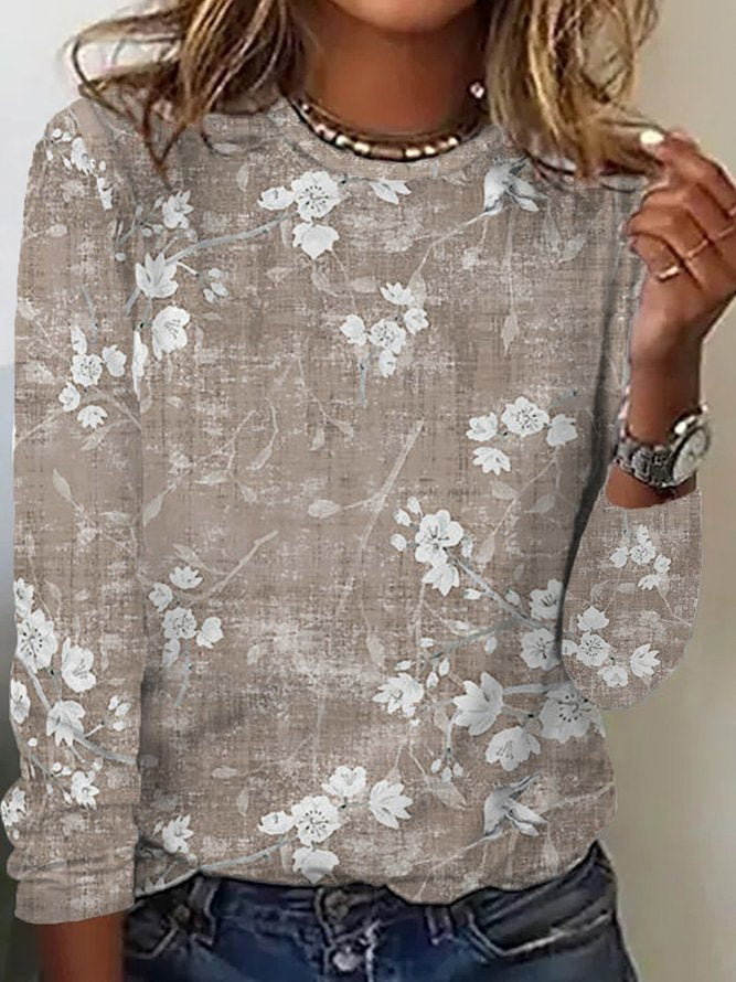 Damen Langarmshirt mit floralem Druck und weichem Stoff Stalluxe