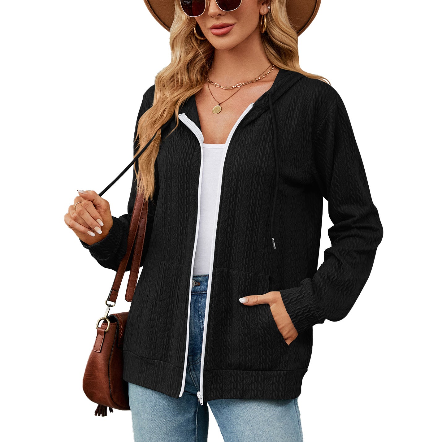 Damen Strickjacke mit hohem Kragen und vielseitigem Design Stalluxe