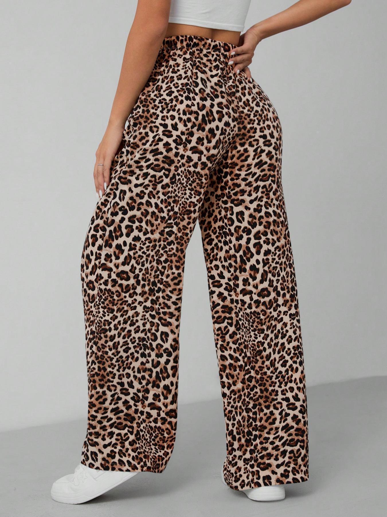 Women's Relaxed Fit Leopard Print Palazzo Pants Stalluxe