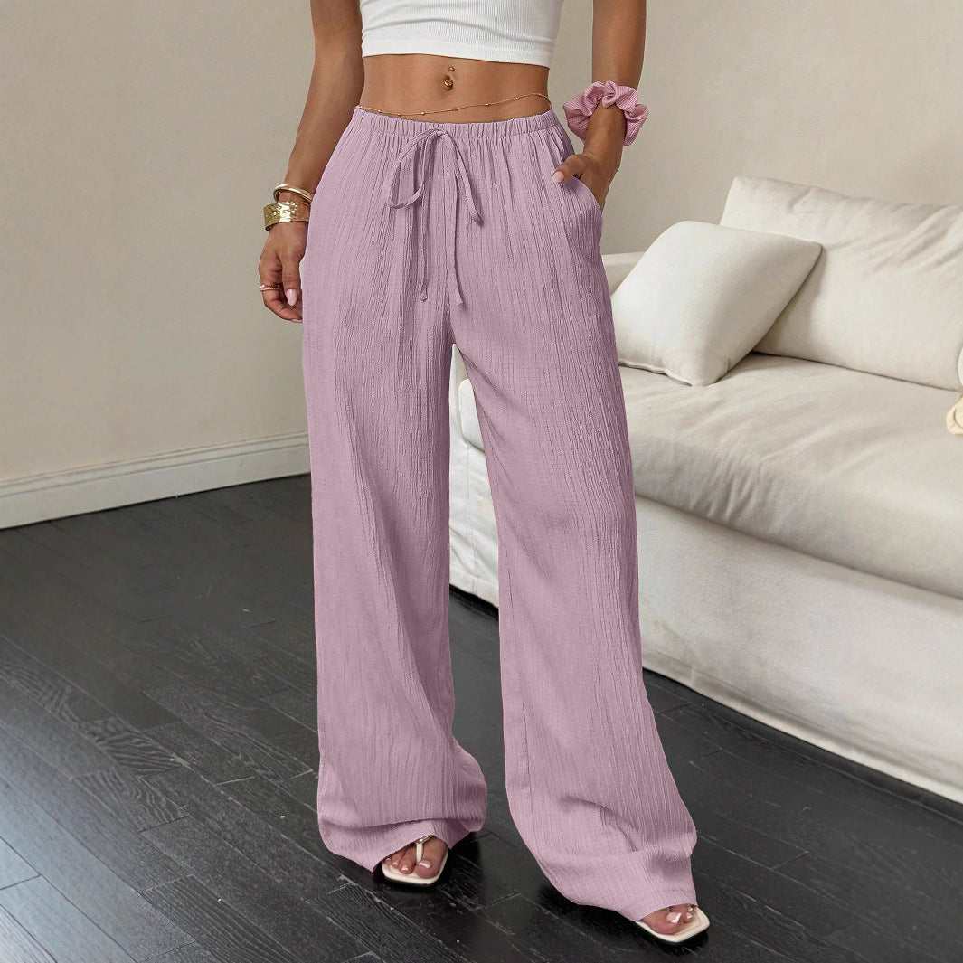 Damen Weite Hose mit elastischem Bund und seitlichen Taschen Stalluxe