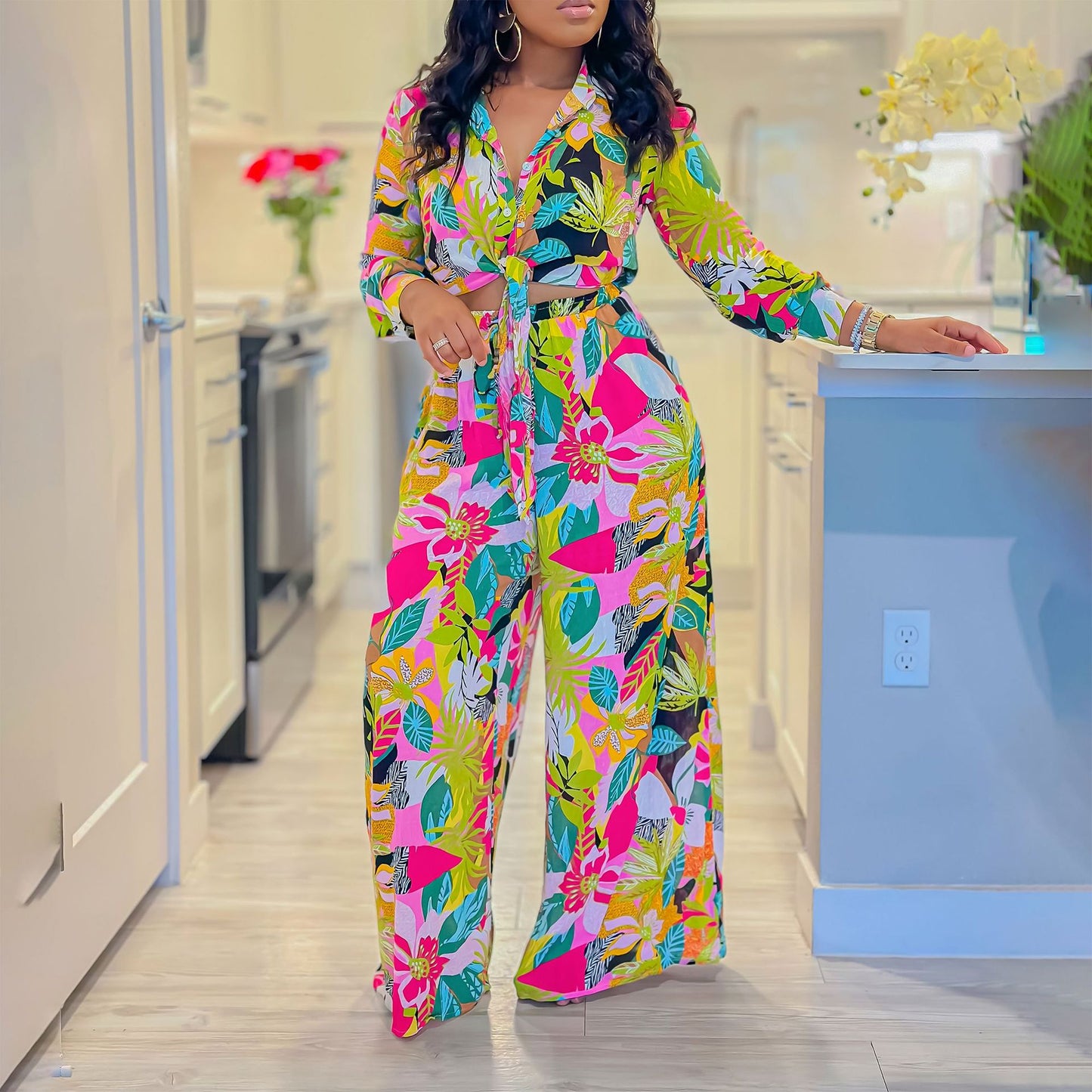 Damen Eleganter Jumpsuit mit floralen Mustern und tailliertem Schnitt Stalluxe