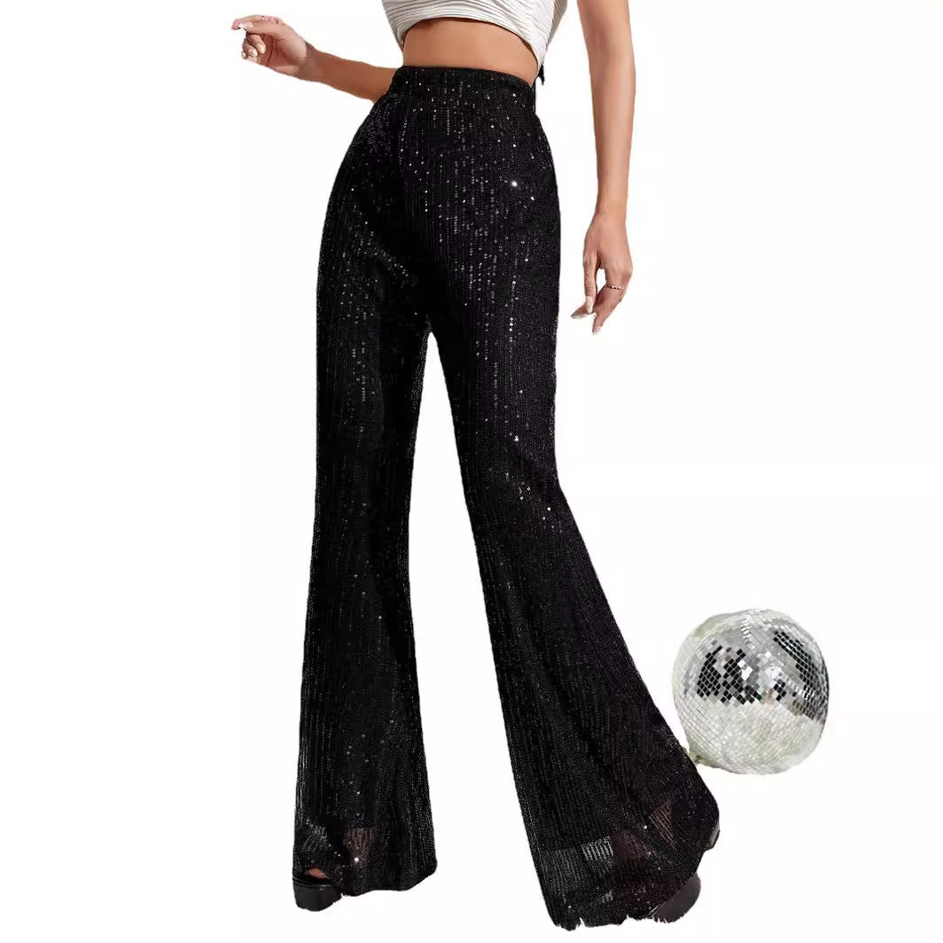 Damen Elegante Hochwasserhose mit Glitzer-Details Stalluxe