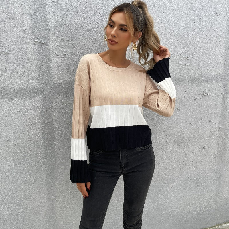 Damen Strickpullover mit modischem Blockstreifen-Design und weiten Ärmeln Stalluxe