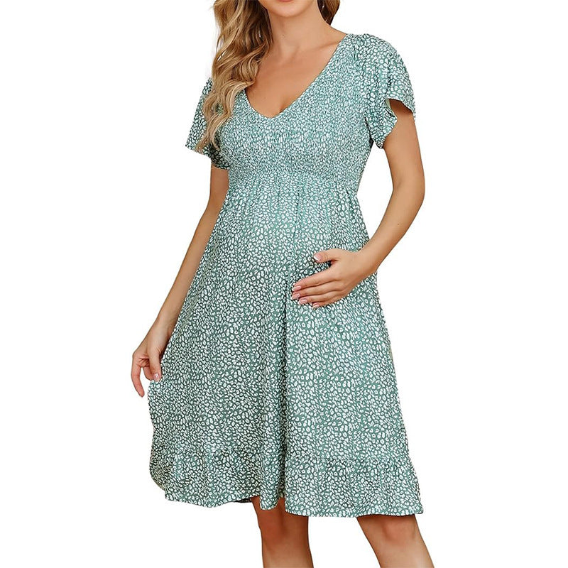 Damen Umstandsmaxikleid mit Rüschendetails Stalluxe
