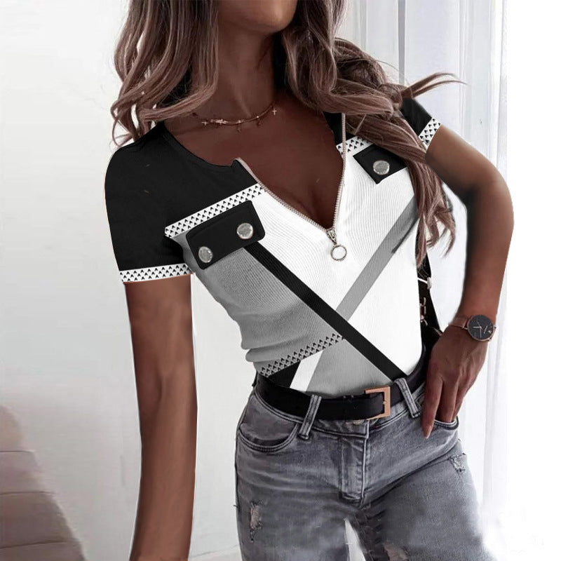Damen Modisches Oberteil mit Reißverschluss und kontrastierenden Details Stalluxe