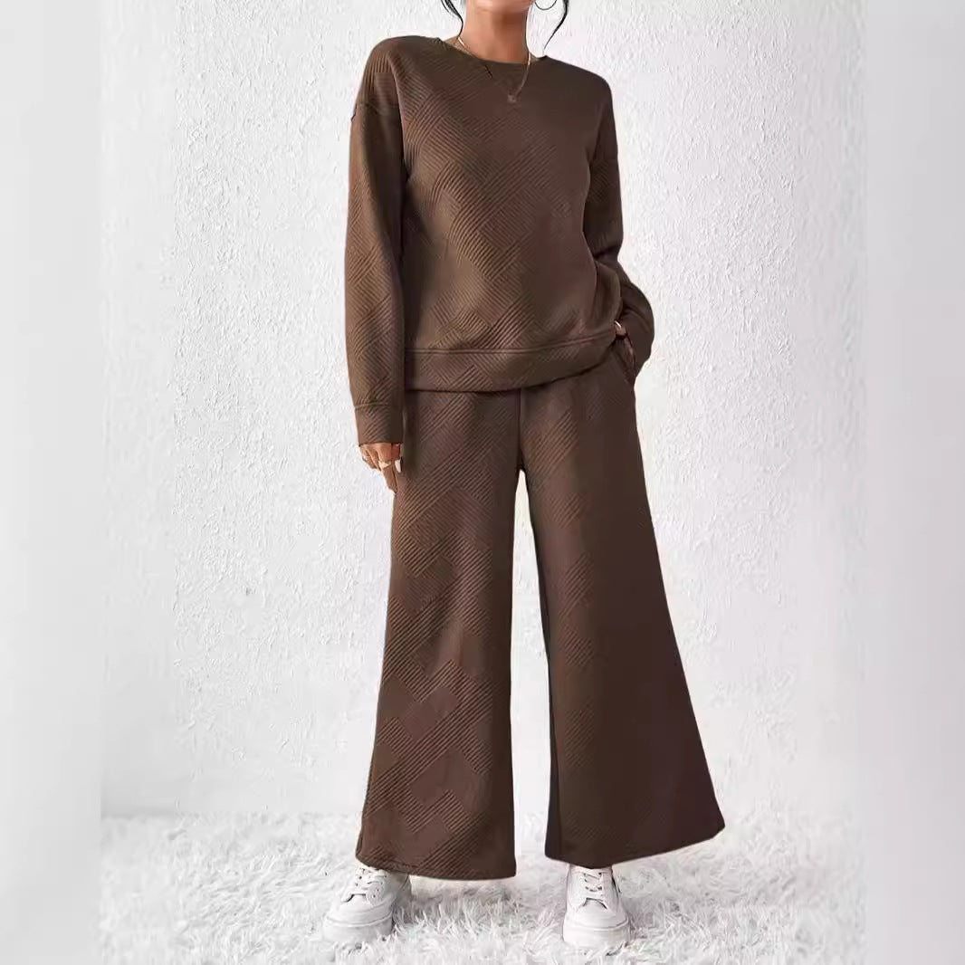 Damen Freizeitanzug mit elastischem Bund und geometrischem Muster Stalluxe