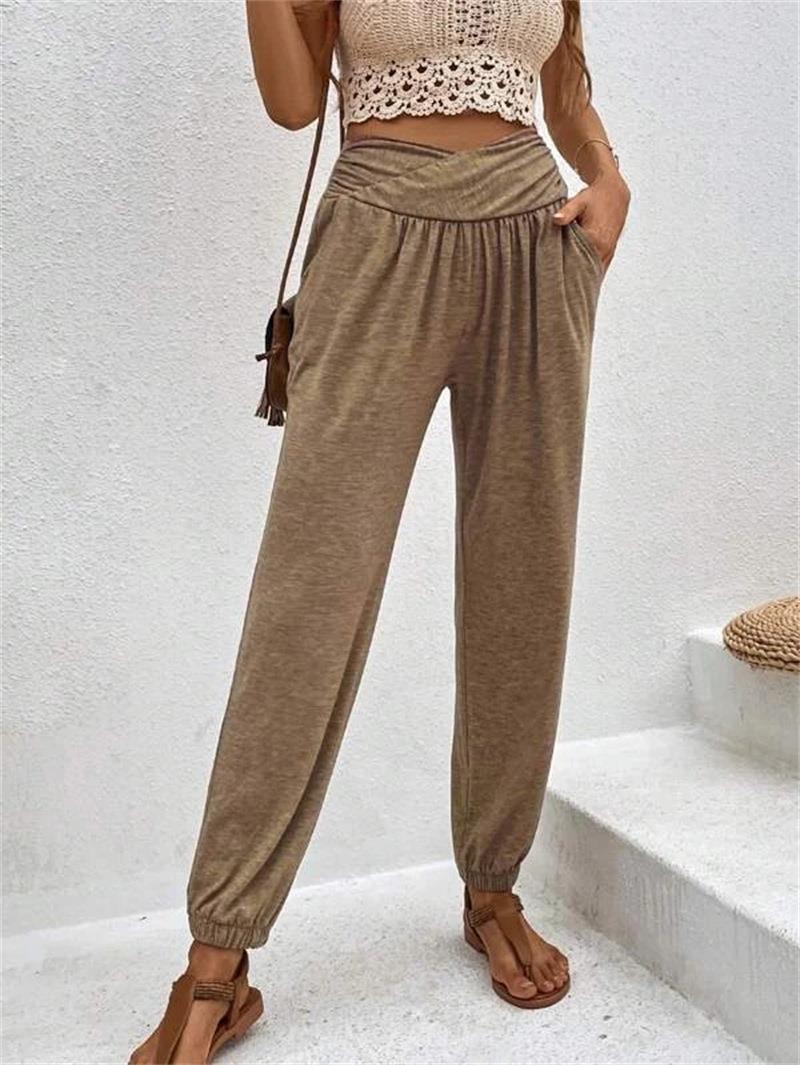 Damen elegante Freizeit-Hose mit hohem Bund und seitlichen Eingrifftaschen Stalluxe