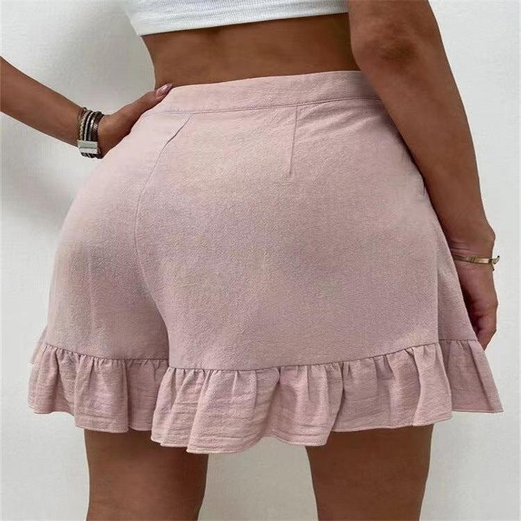Damen Volant-Shorts mit elastischem Bund und seitlichen Taschen Stalluxe