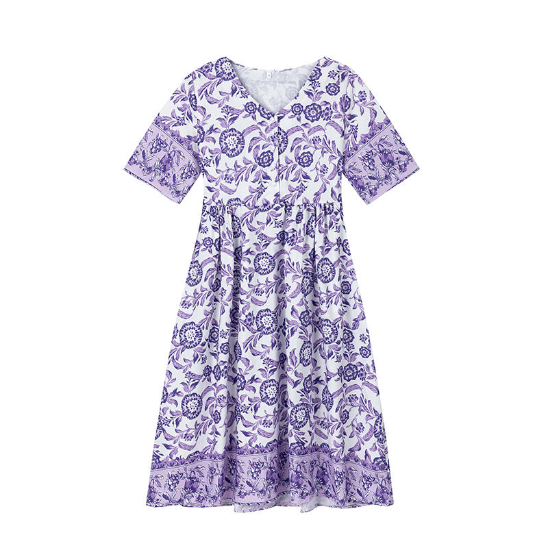 Damen Sommerkleid mit floralem Druck und halbärmeligem Design Stalluxe