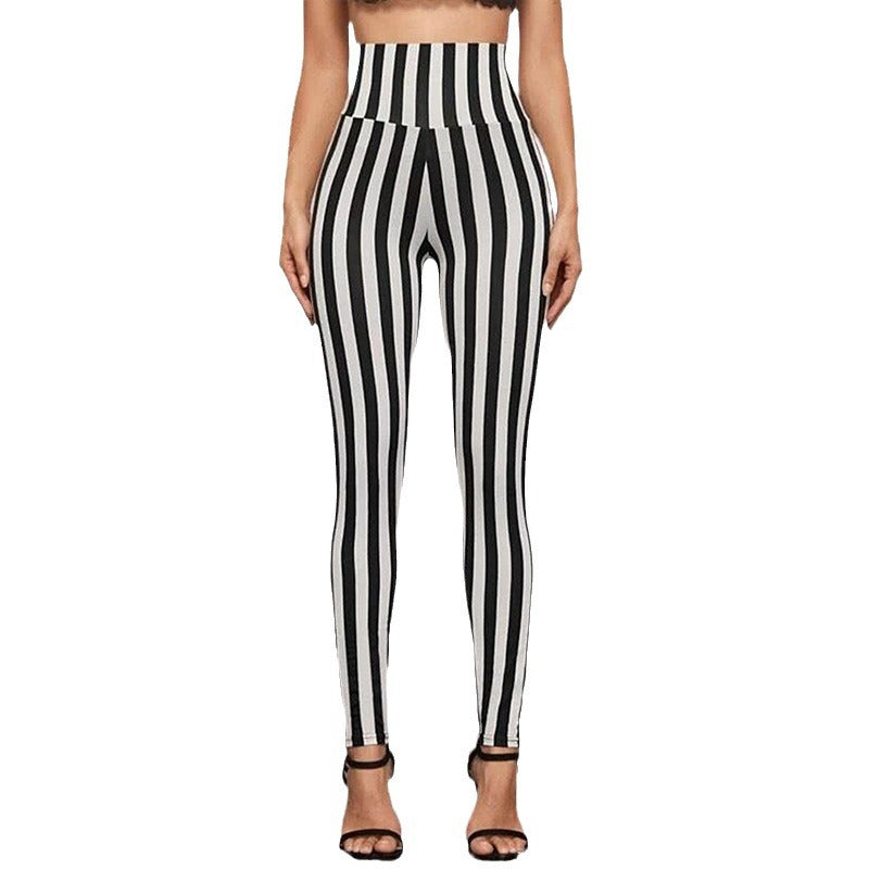 Damen Hochtaillierte Leggings mit grafischem Streifenmuster und figurformendem Schnitt Stalluxe