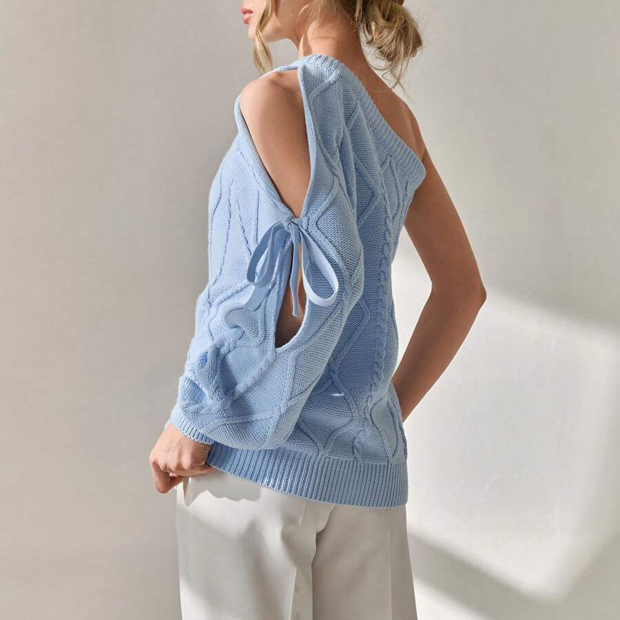 Damen Strickpullover mit asymmetrischen Cut-Out-Details und elegantem Rippdesign Stalluxe