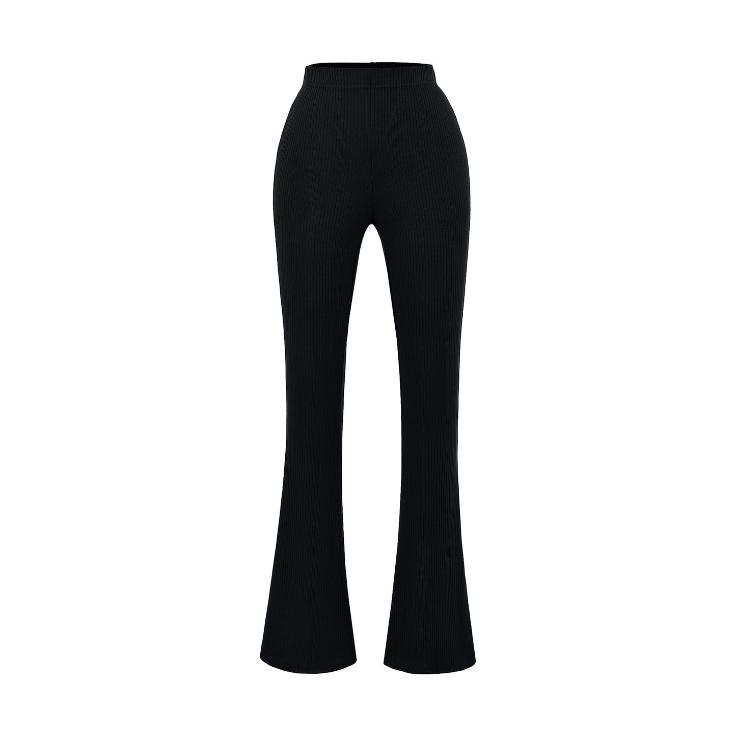 Damen elegante Flared-Hose mit hoch tailliertem Schnitt und feinem Rippdesign Stalluxe